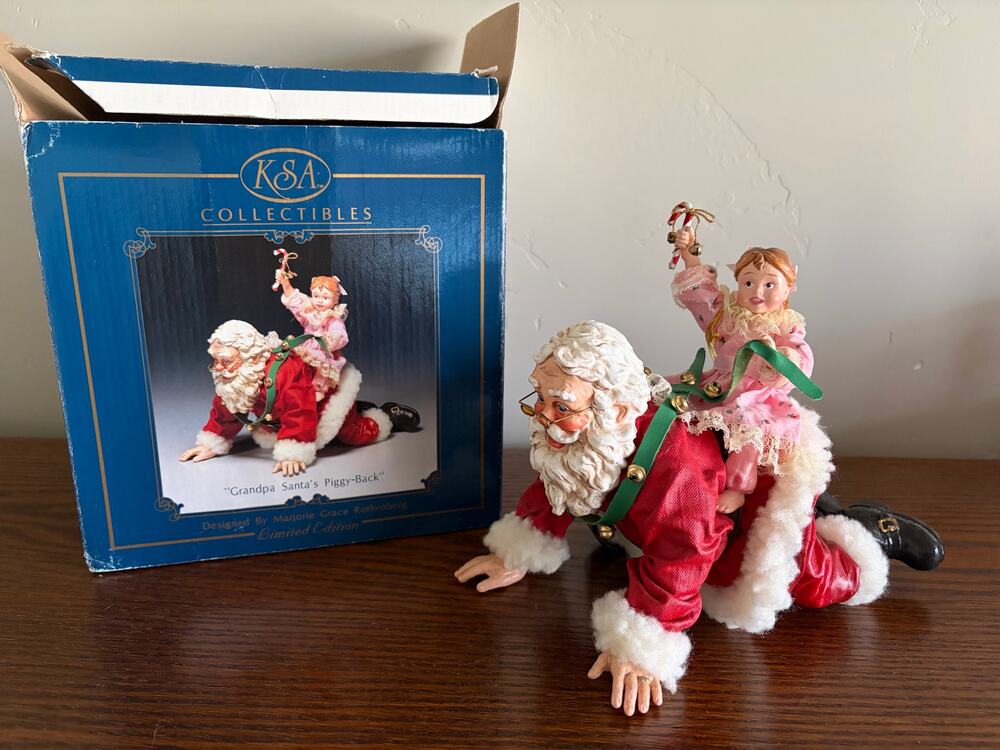 VTG Fabriche Kirk Adler KSA Collectibles Ltd Edition 'Grandpa Santas Piggy Back'